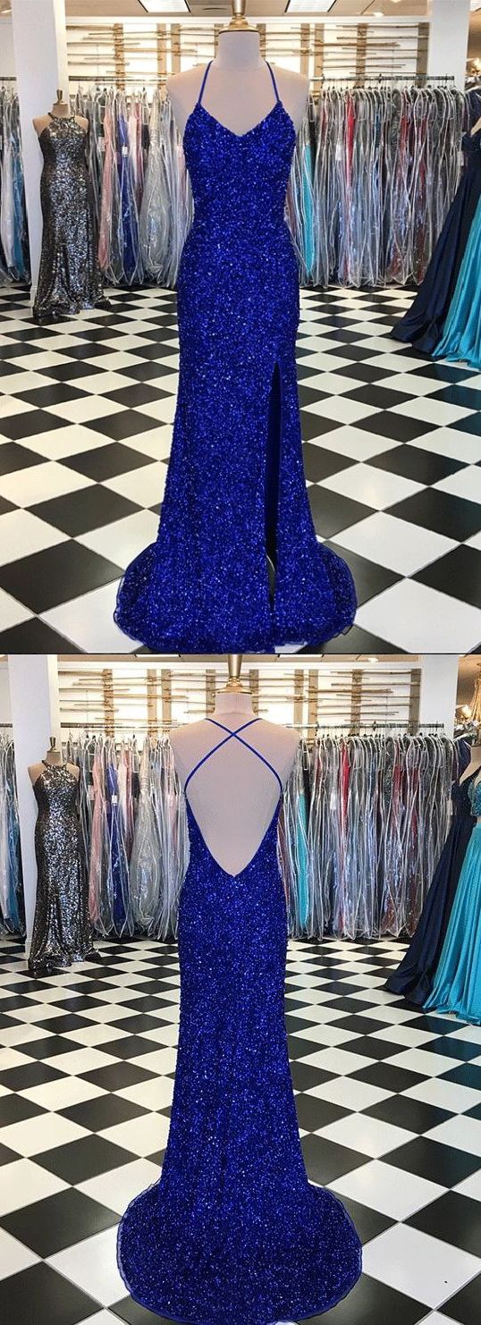 Royal Blue Sequin Long Sexy Sparkly ...